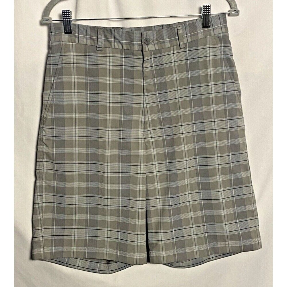 Pebble Beach Shorts Mens Size 30 Performance Golf Gray Plaid Flat Front